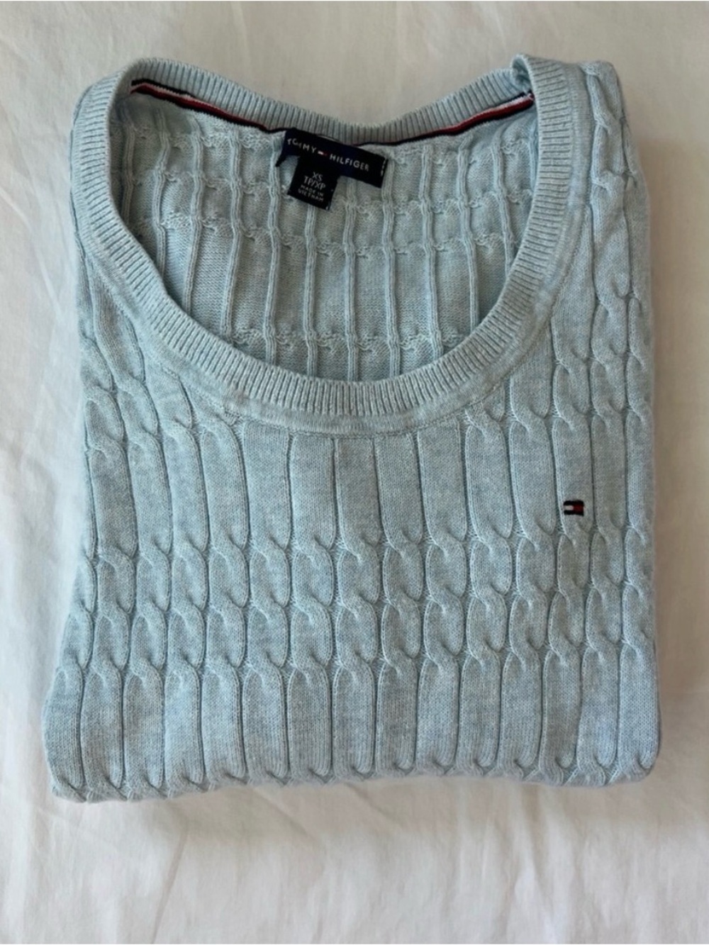 Tommy Hilfiger Blue Cable Knit Sweater XS Old Money Preppy - Picture 3 of 7
